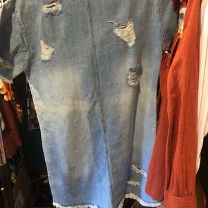 Denim destructed dress.